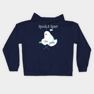 Cute Phantom Ghost Irons His Wrinkles For Halloween Kids Hoodie